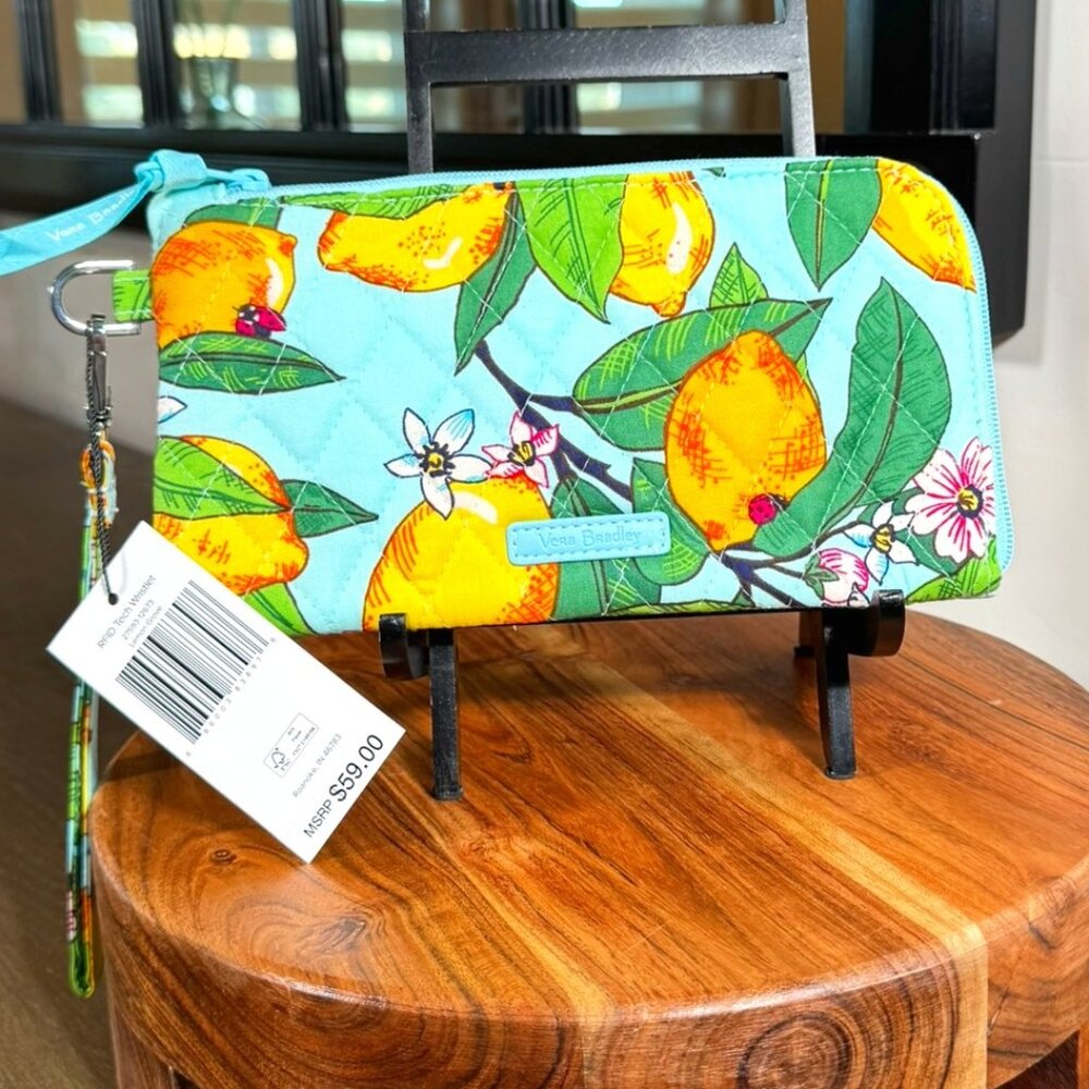 Vera Bradley Lemon Grove RFID Tech Wristlet NWT  -  Travel Wallet / Clutch